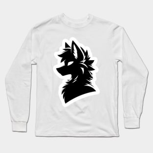 Simple Anthro Furry Wolf Silhouette Long Sleeve T-Shirt